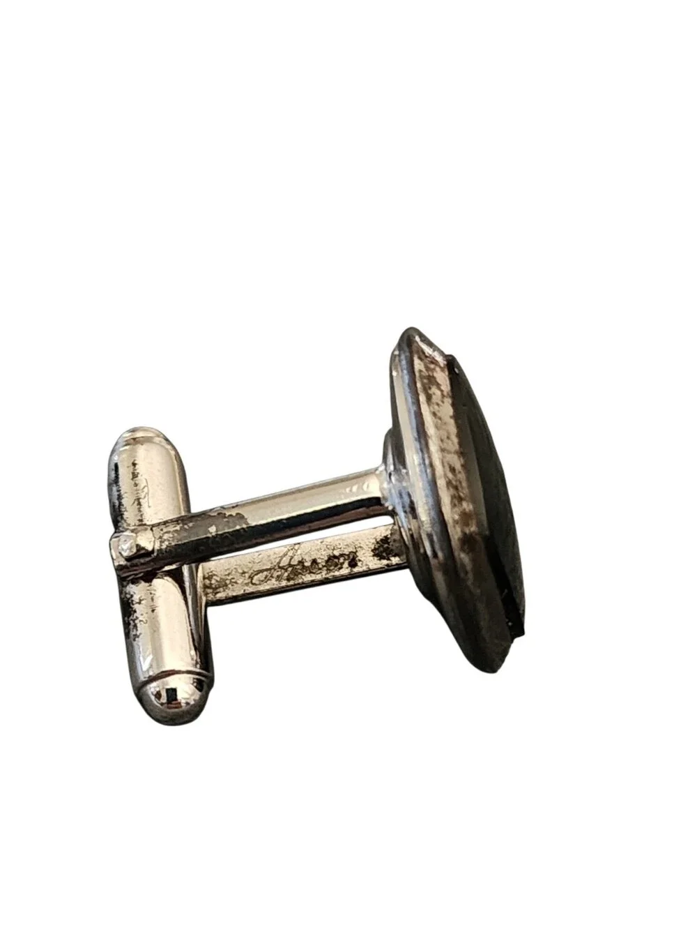 Vintage Estate Sterling ANSON Black Onyx Center Stone Square Dress Cufflinks